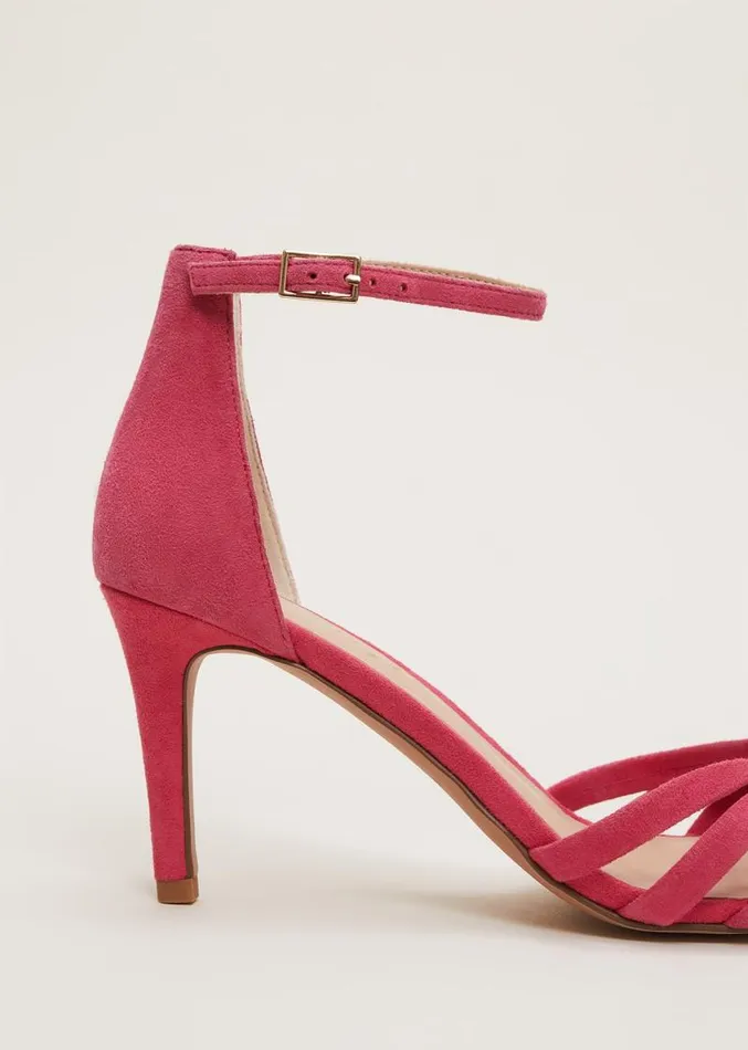 Pink Suede Open Toe Heels Raspberry Women Phase Eight Heels