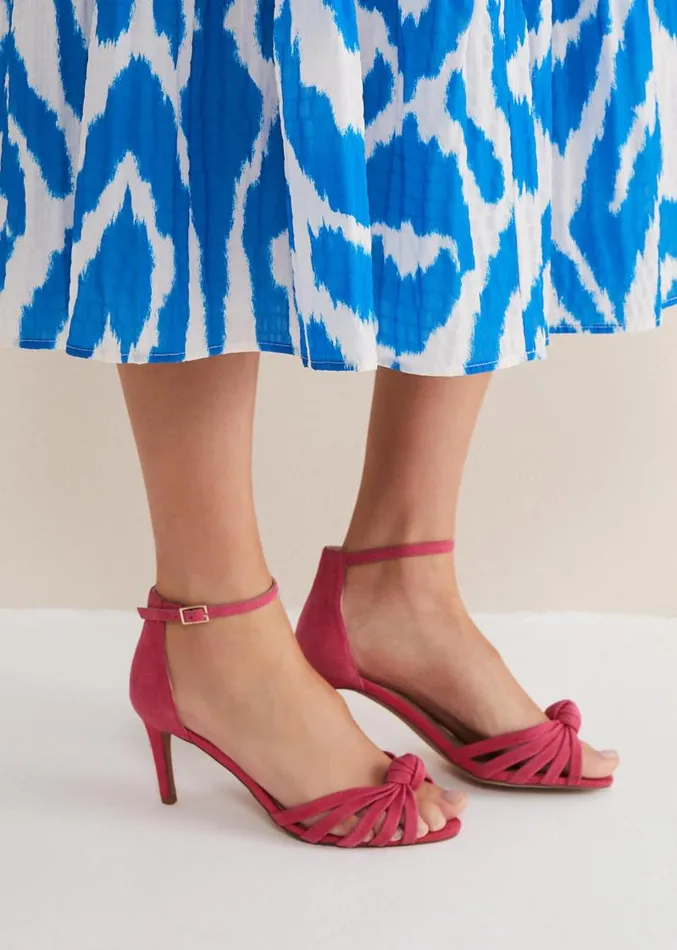 Pink Suede Open Toe Heels Raspberry Women Phase Eight Heels