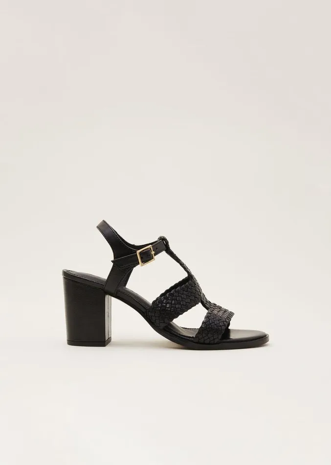 Plaited T Bar Heeled Sandal Shoe Black Women Phase Eight Heels