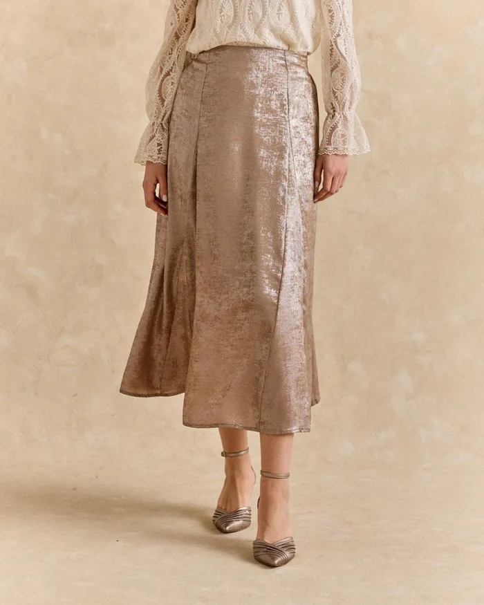 Polin Et Moi Antara Mid Lenght Skirt Gold Women Skirts