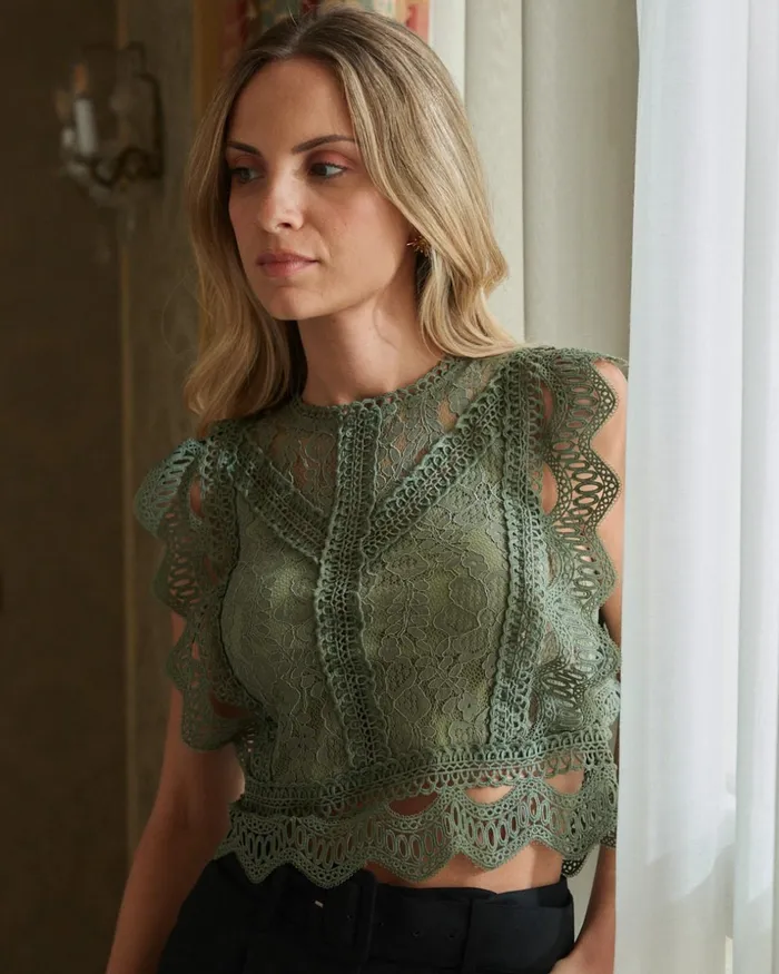 Polin Et Moi Aroa Embroidered Top Kaki Women Blouses And Shirts Polin Et Moi Aroa Embroidered Top Kaki Women Blouses And Shirts