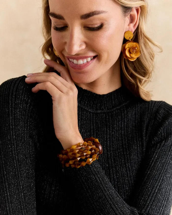 Polin Et Moi Auray Flower Earring Mustard Women Jewelry Polin Et Moi Auray Flower Earring Mustard Women Jewelry