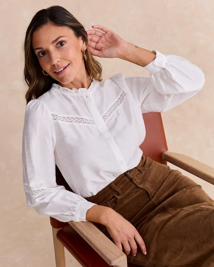 Polin Et Moi Cassandra Sleeve Shirt White Women Blouses And Shirts