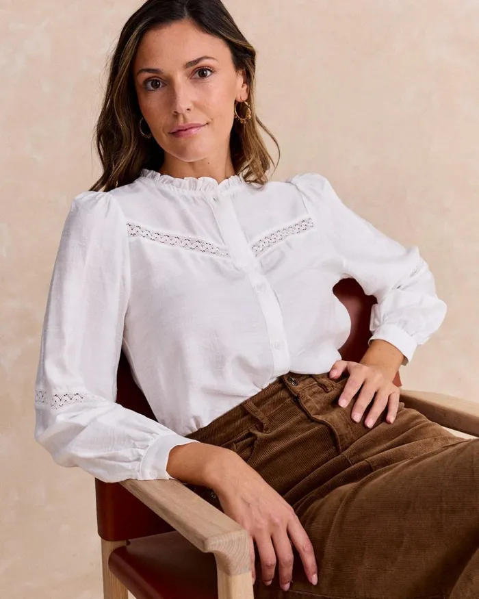 Polin Et Moi Cassandra Sleeve Shirt White Women Blouses And Shirts Polin Et Moi Cassandra Sleeve Shirt White Women Blouses And Shirts