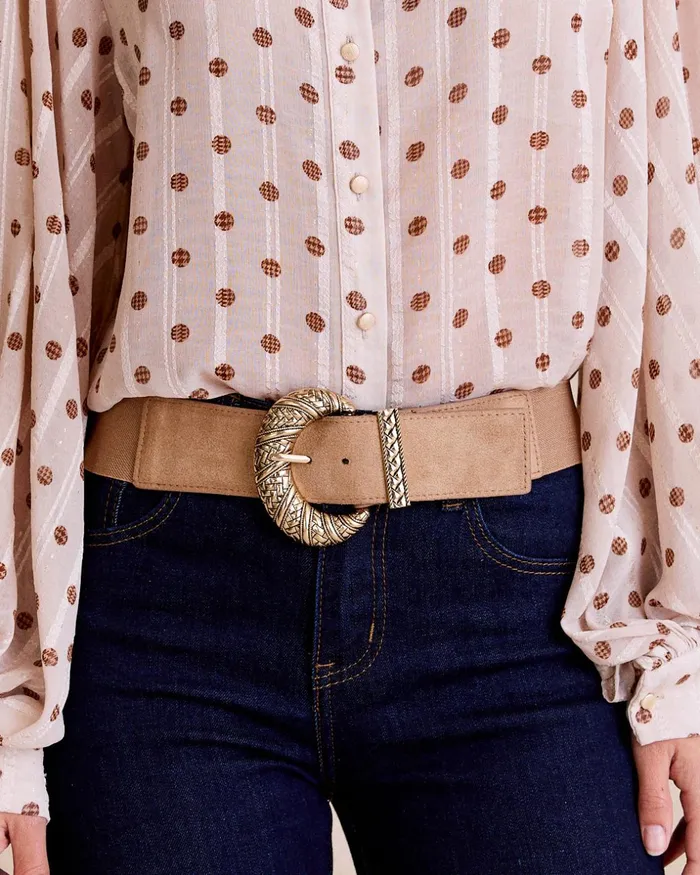 Polin Et Moi Cawboy Buckle Belt Camel Women Belts