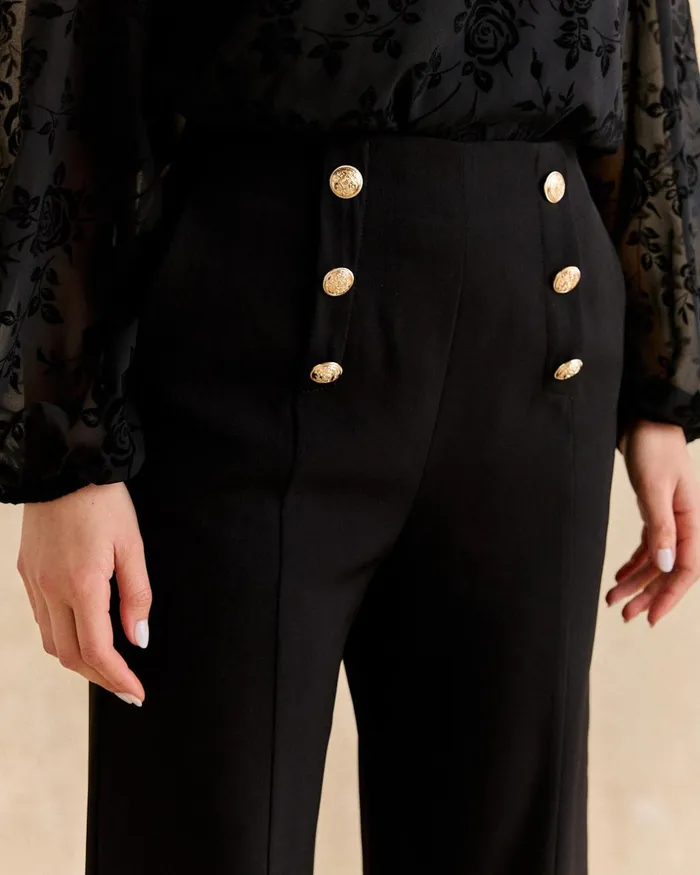 Polin Et Moi Clarisa Button Pants Black Women Trousers Polin Et Moi Clarisa Button Pants Black Women Trousers