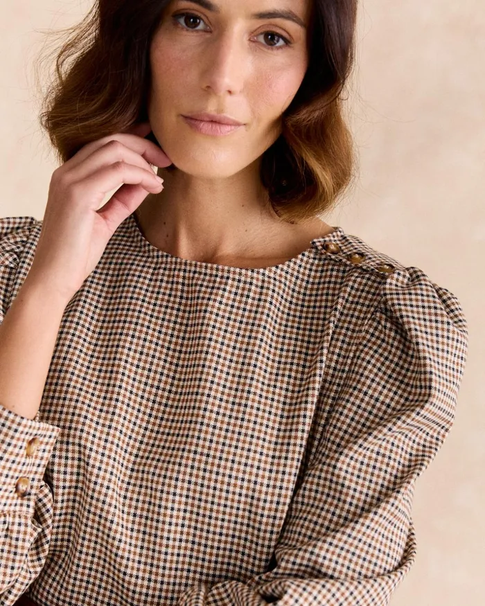 Polin Et Moi Coral Check Print Dress Camel Women Dresses And Jumpsuits Polin Et Moi Coral Check Print Dress Camel Women Dresses And Jumpsuits