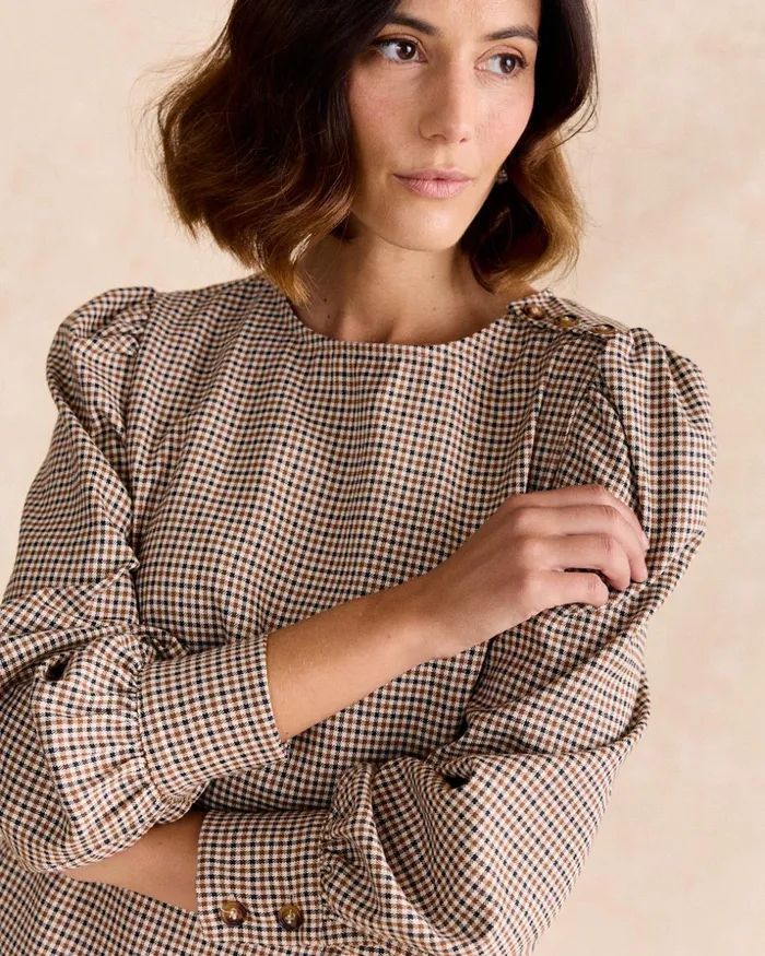 Polin Et Moi Coral Check Print Dress Camel Women Dresses And Jumpsuits Polin Et Moi Coral Check Print Dress Camel Women Dresses And Jumpsuits