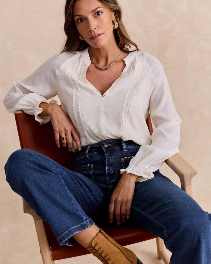 Polin Et Moi Embroidered Blouse Tirna Raw Women Blouses And Shirts Polin Et Moi Embroidered Blouse Tirna Raw Women Blouses And Shirts