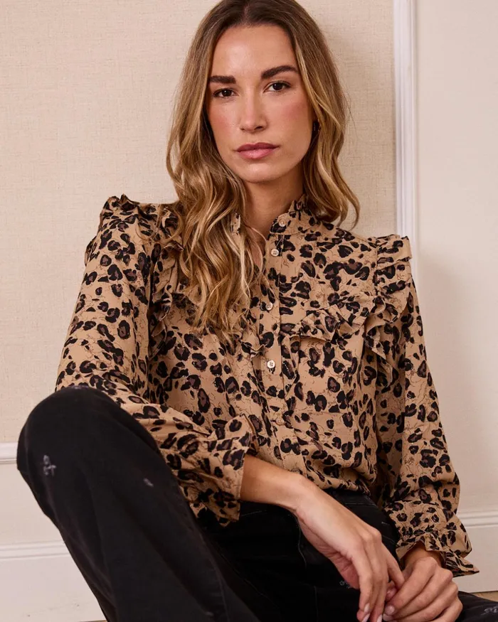 Polin Et Moi Enrica Animal Shirt Camel Women Blouses And Shirts