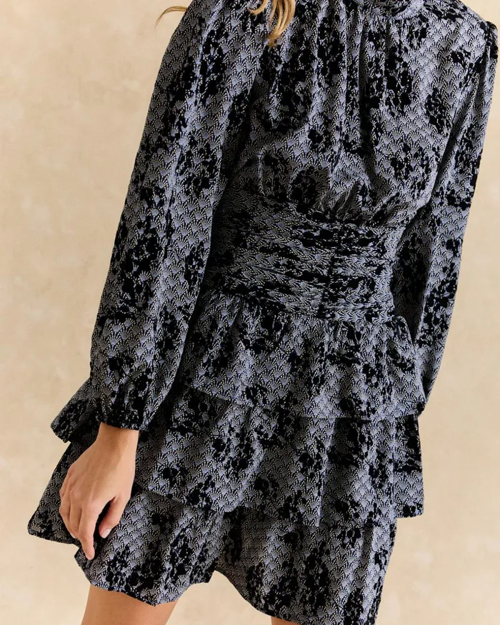 Polin Et Moi Fabiana Flocked Dress Marine Women Dresses And Jumpsuits Polin Et Moi Fabiana Flocked Dress Marine Women Dresses And Jumpsuits