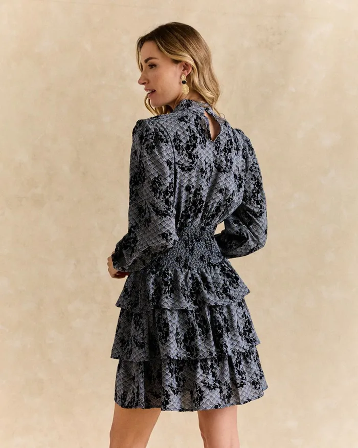 Polin Et Moi Fabiana Flocked Dress Marine Women Dresses And Jumpsuits Polin Et Moi Fabiana Flocked Dress Marine Women Dresses And Jumpsuits