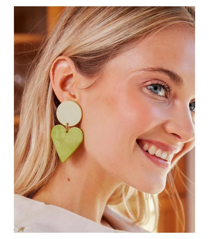 Polin Et Moi Heart Green Earrings Olive Women Jewelry Polin Et Moi Heart Green Earrings Olive Women Jewelry
