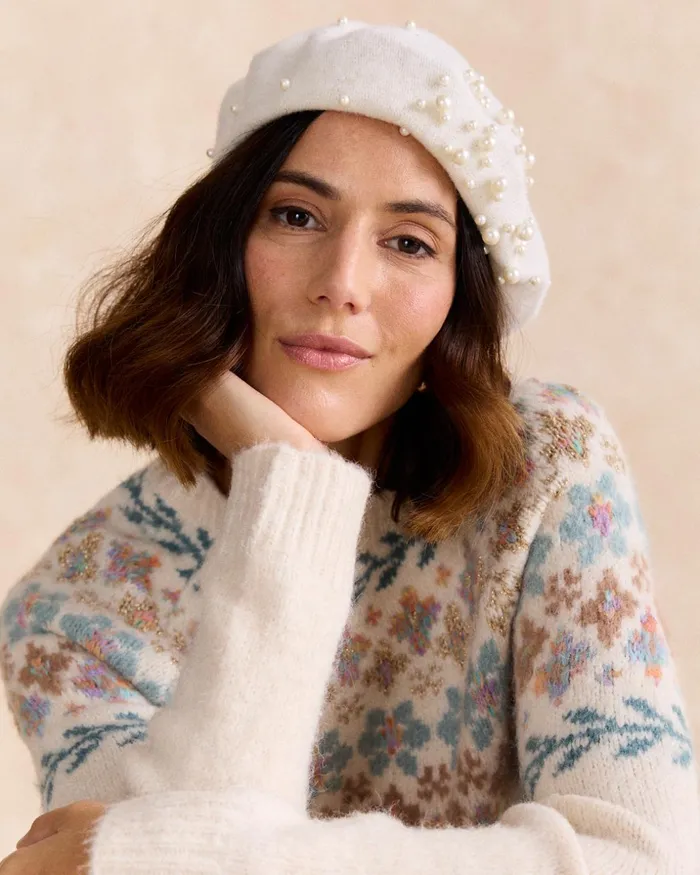 Polin Et Moi Lari Pearl Hat Raw Women Hats And Scarves