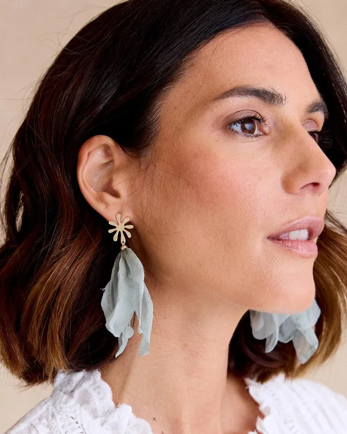 Polin Et Moi Long Earring Fabric Falls Water Green Women Jewelry Polin Et Moi Long Earring Fabric Falls Water Green Women Jewelry