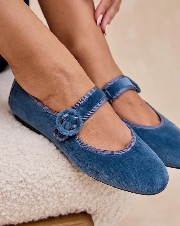 Polin Et Moi Merceditas Hebilla Grandea Klein Blue Women Flats