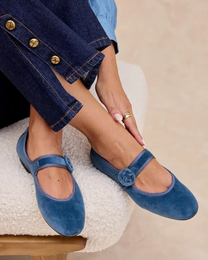 Polin Et Moi Merceditas Hebilla Grandea Klein Blue Women Flats Polin Et Moi Merceditas Hebilla Grandea Klein Blue Women Flats