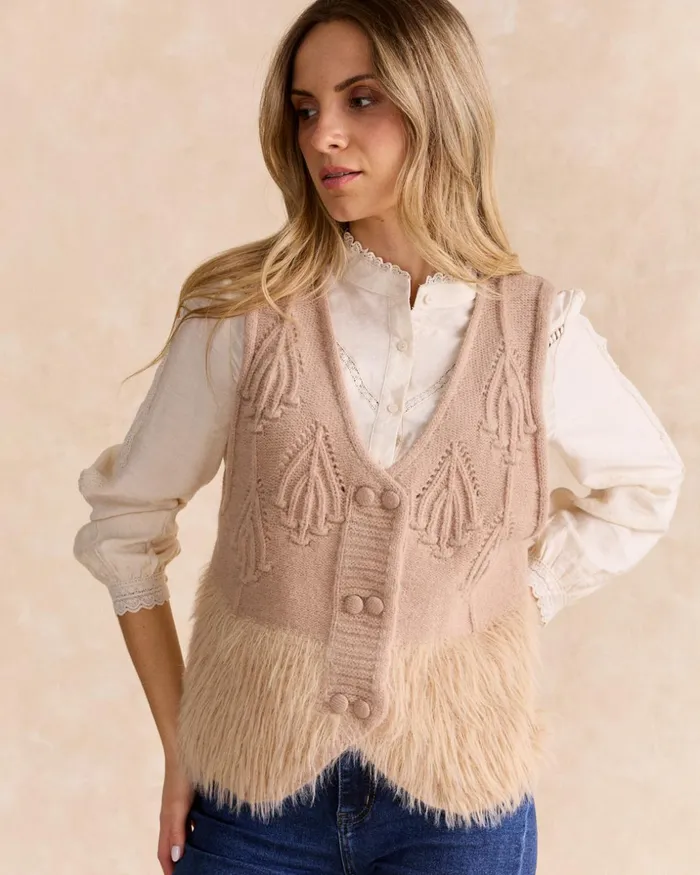 Polin Et Moi Mira Fur Vest Camel Women Cardigans And Sweaters Polin Et Moi Mira Fur Vest Camel Women Cardigans And Sweaters