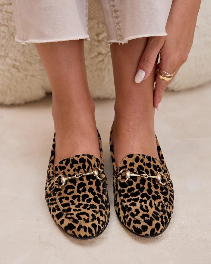 Polin Et Moi Printed Detail Loafer Leather Women Moccasins Polin Et Moi Printed Detail Loafer Leather Women Moccasins