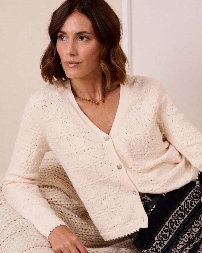 Polin Et Moi Rea Knitted Cardigan Raw Women Cardigans And Sweaters