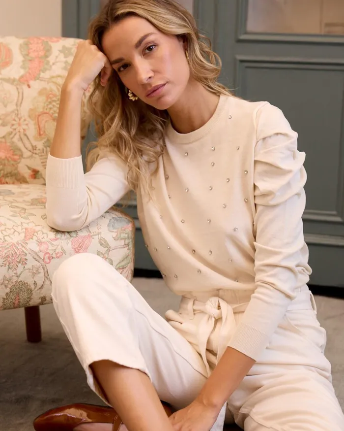 Polin Et Moi Sweater Brilliant Jayla Beige Women Cardigans And Sweaters
