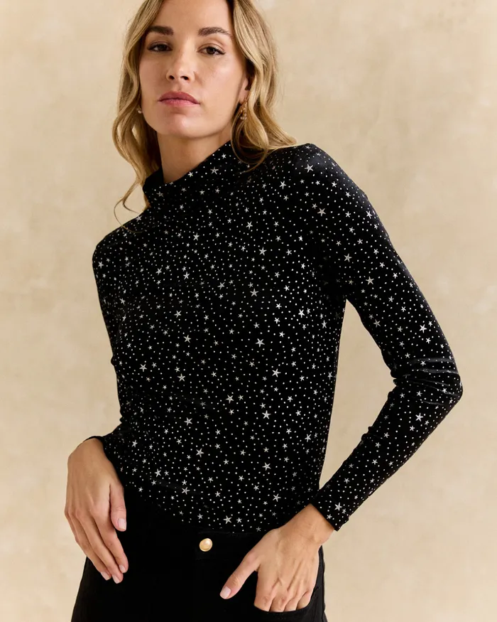 Polin Et Moi Vania Velvet Top Black Women TShirts And Tops