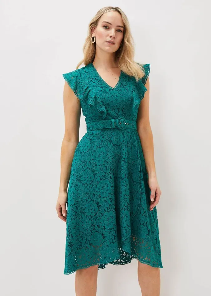 Priya Lace Frill Dress Jade Women Phase Eight Dresses