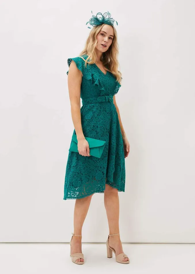 Priya Lace Frill Dress Jade Women Phase Eight Dresses