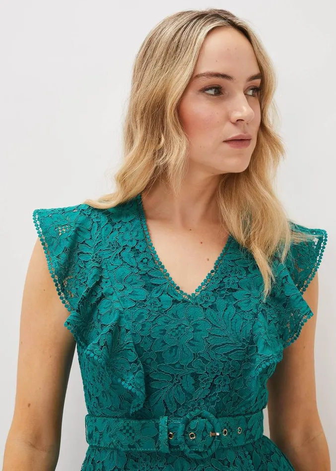 Priya Lace Frill Dress Jade Women Phase Eight Dresses