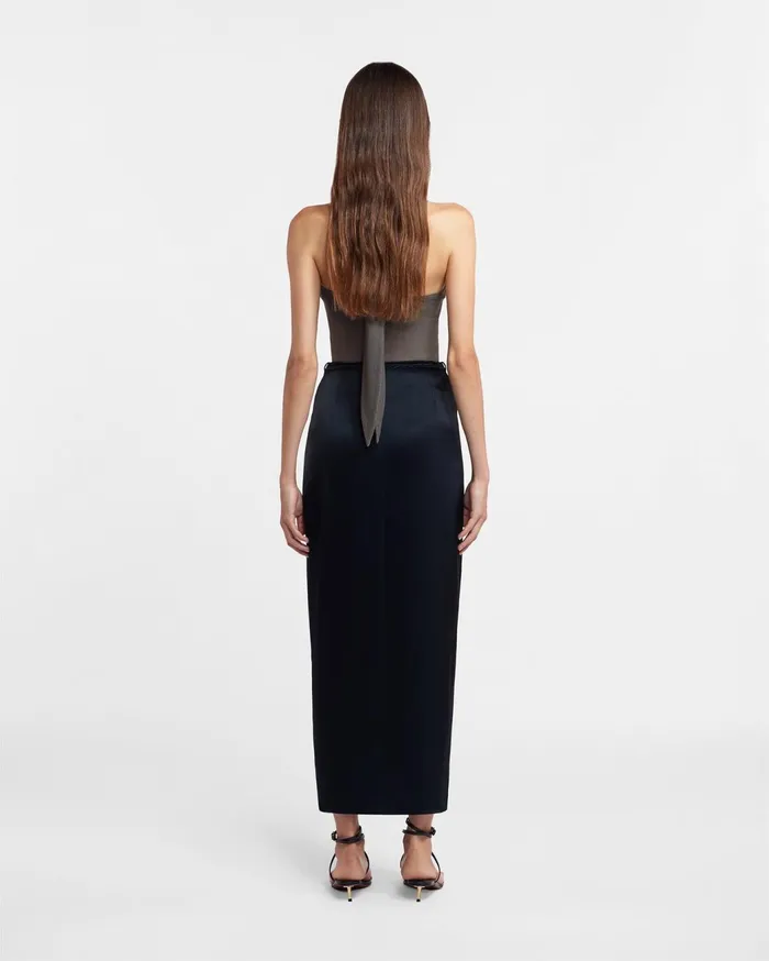 Racha Slip Satin Wrap Skirt Black Women Nanushka Bottoms
