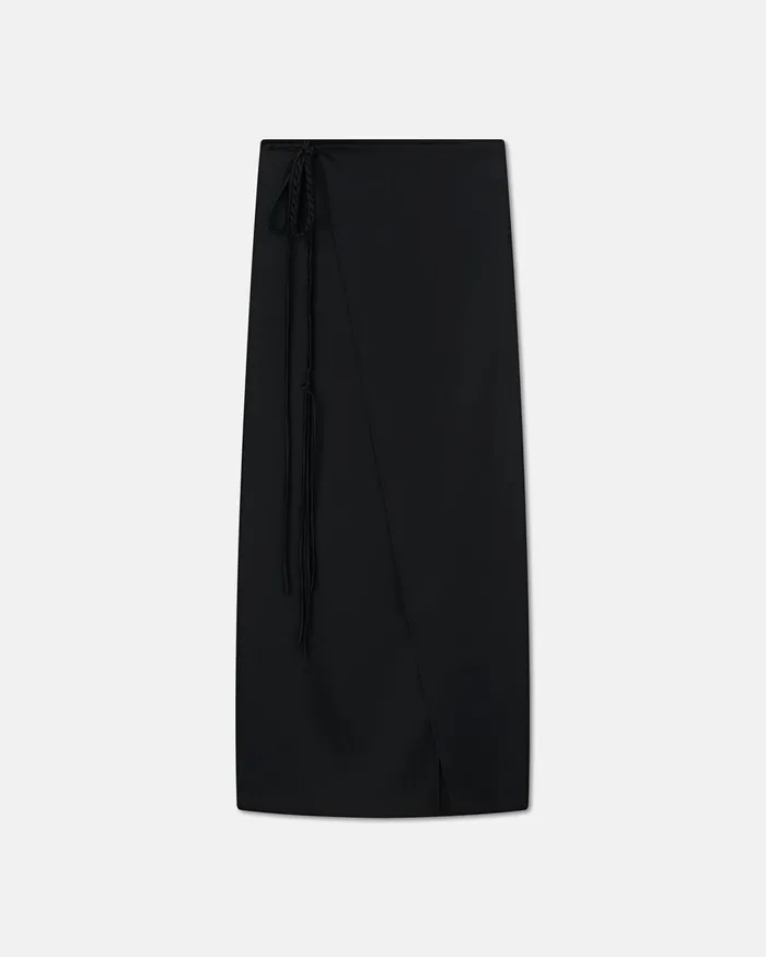Racha Slip Satin Wrap Skirt Black Women Nanushka Bottoms