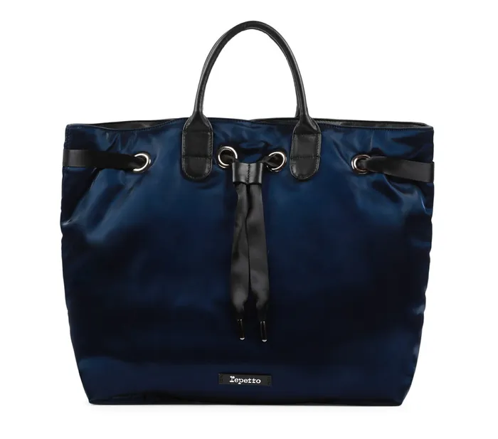 Repetto Womens Handbags Arabesque Shopping Bag Quilted Navy Blue For Sale