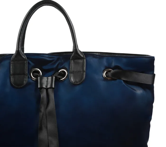 Repetto Womens Handbags Arabesque Shopping Bag Quilted Navy Blue For Sale