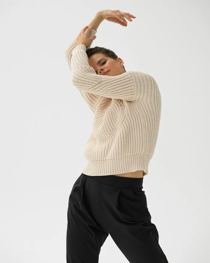 Repetto Womens Knit and Sweats 3D Knit Sweater Ivory