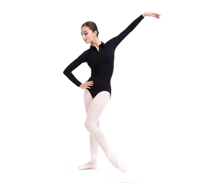 Repetto Womens Leotards and Tunics Collar Shirt Leotard Black