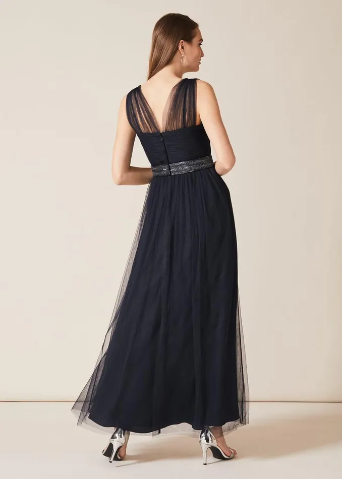 Romy Tulle Maxi Dress Navy Women Phase Eight Dresses