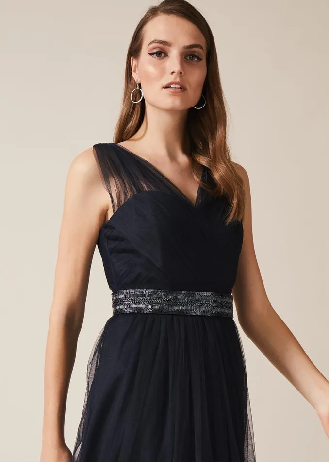 Romy Tulle Maxi Dress Navy Women Phase Eight Dresses