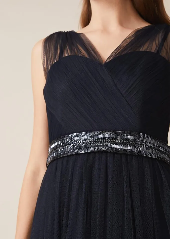 Romy Tulle Maxi Dress Navy Women Phase Eight Dresses