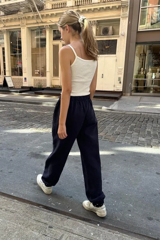 Rosa Sweatpants Navy Blue Women Brandy Melville Sweatpants and Sweatshirts
