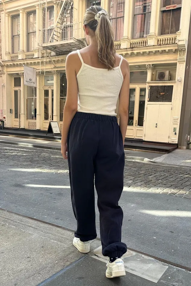 Rosa Sweatpants Navy Blue Women Brandy Melville Sweatpants and Sweatshirts
