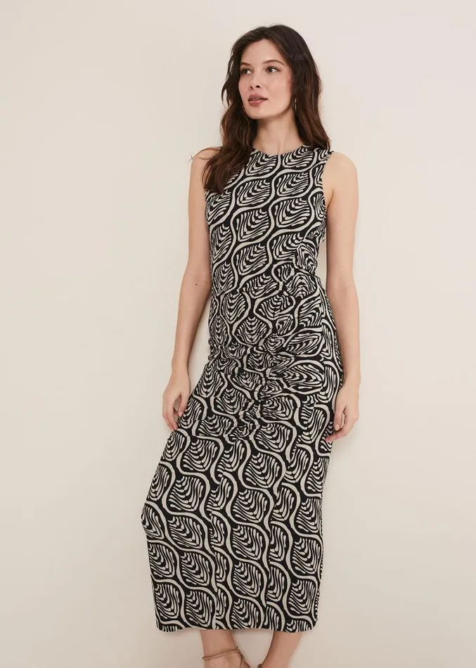 Rubie Geo Bodycon Midi Dress Blackneutral Women Phase Eight Dresses