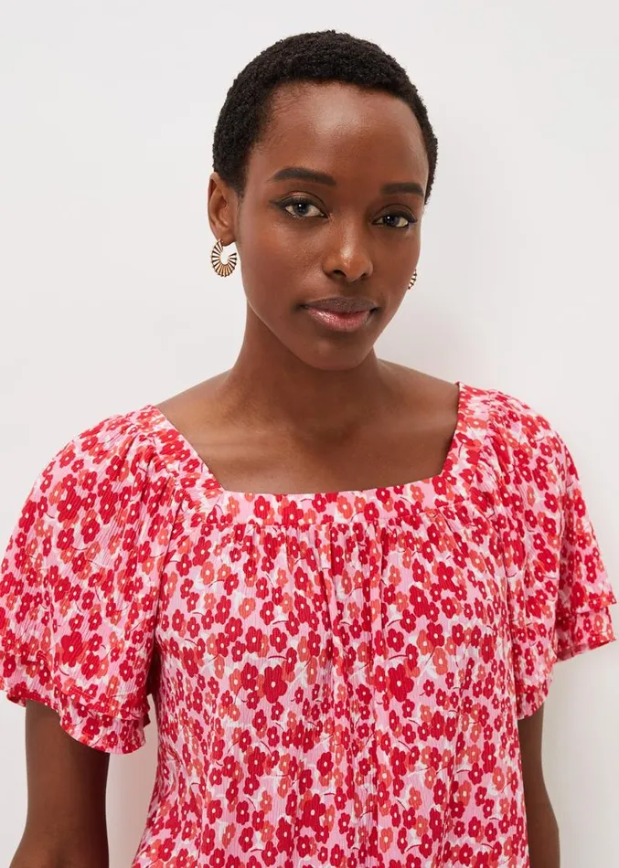 Saffy Floral Square Neck Top Multicoloured Women Phase Eight Tops and TShirts