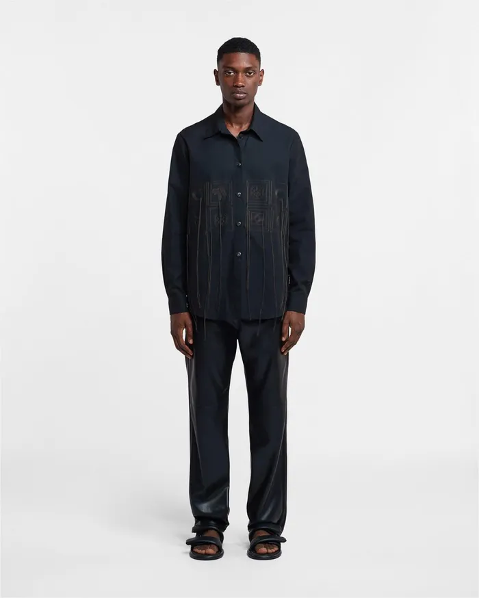 Sahar Sale Embroidered Poplin Shirt Off Off Black WomenMen Nanushka Shirts and Blouses