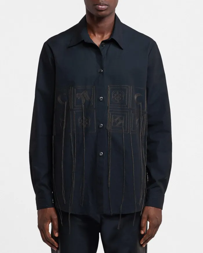 Sahar Sale Embroidered Poplin Shirt Off Off Black WomenMen Nanushka Shirts and Blouses