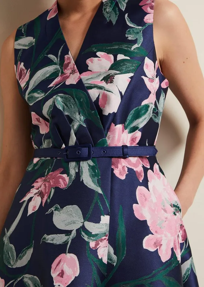 Salina Floral Jacquard Dress Multicoloured Women Phase Eight Dresses