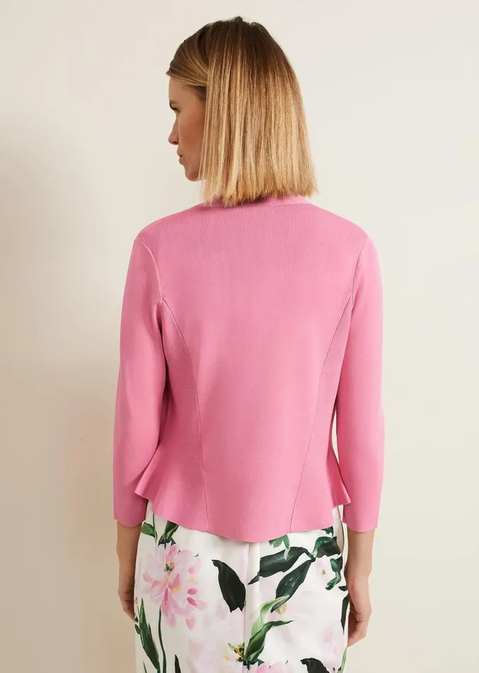 Salma Flared Hem Jacket Pink Women Phase Eight Knitwear