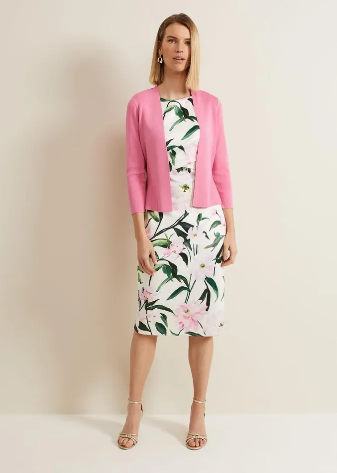 Salma Flared Hem Jacket Pink Women Phase Eight Knitwear