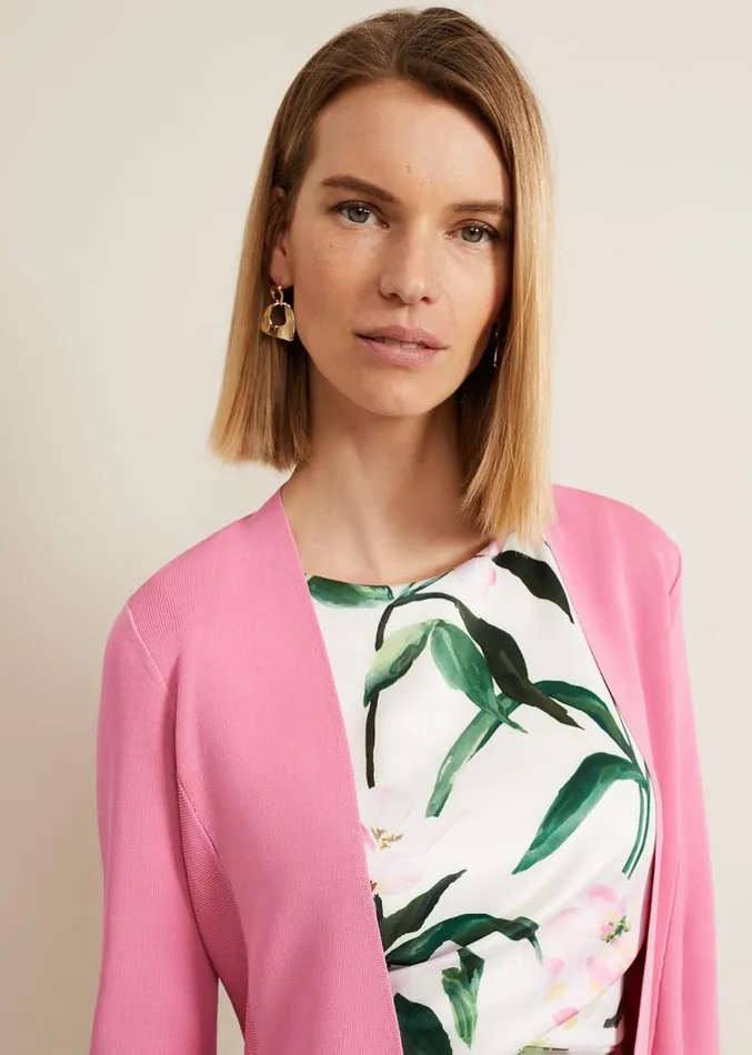 Salma Flared Hem Jacket Pink Women Phase Eight Knitwear