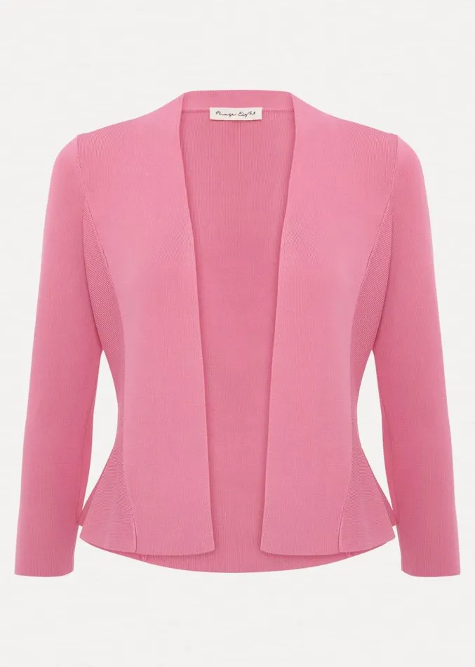 Salma Flared Hem Jacket Pink Women Phase Eight Knitwear