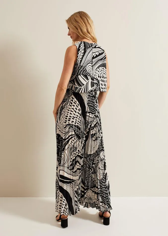 Saskia Abstract Pleated Jumpsuit Black Multi Women Phase Eight Jumpsuits